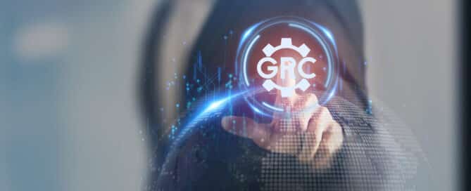 GRC Governance Risk and Compliance concept. Structuring way to align IT with business goals. Reduce wastage, increase efficiency, reduce noncompliance risk, and share information more effectively.