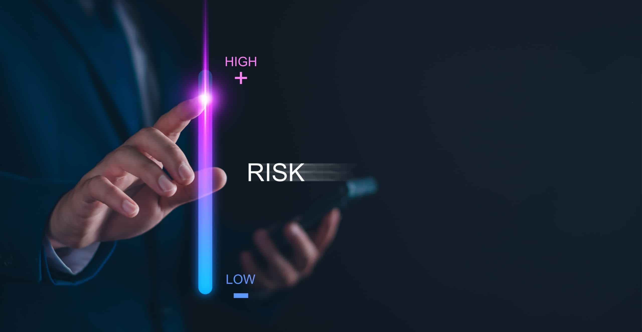 Risk manage, Business risk assessment. Businessman assess investment, Safety control risk. Reduce opportunity for financial investment, projects, manage business. Manage low level strategy.